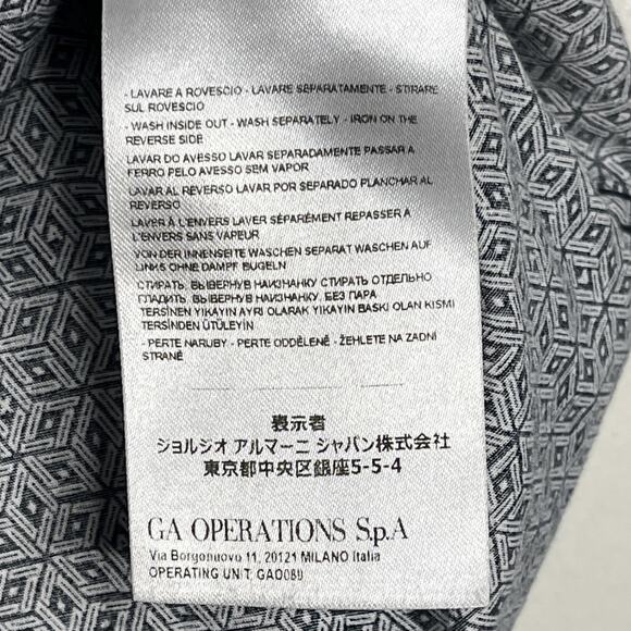 Armani Exchange Slim Fit Button Up Shirt Navy White Geometric Print Mens Medium - Picture 8 of 9